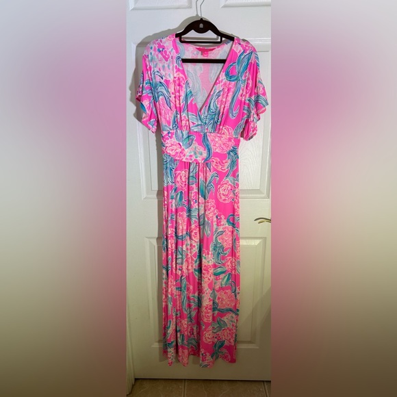 Lilly Pulitzer Jessi Midi Dress Pinking Positive - Picture 1 of 7
